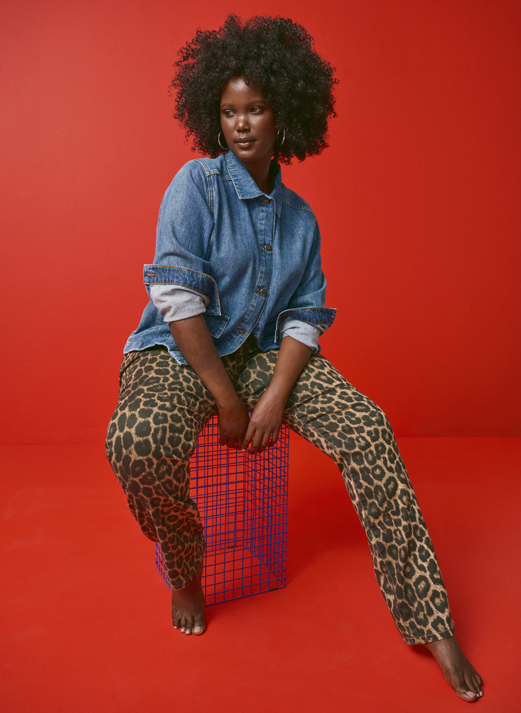 Emily jeans med leopardprint