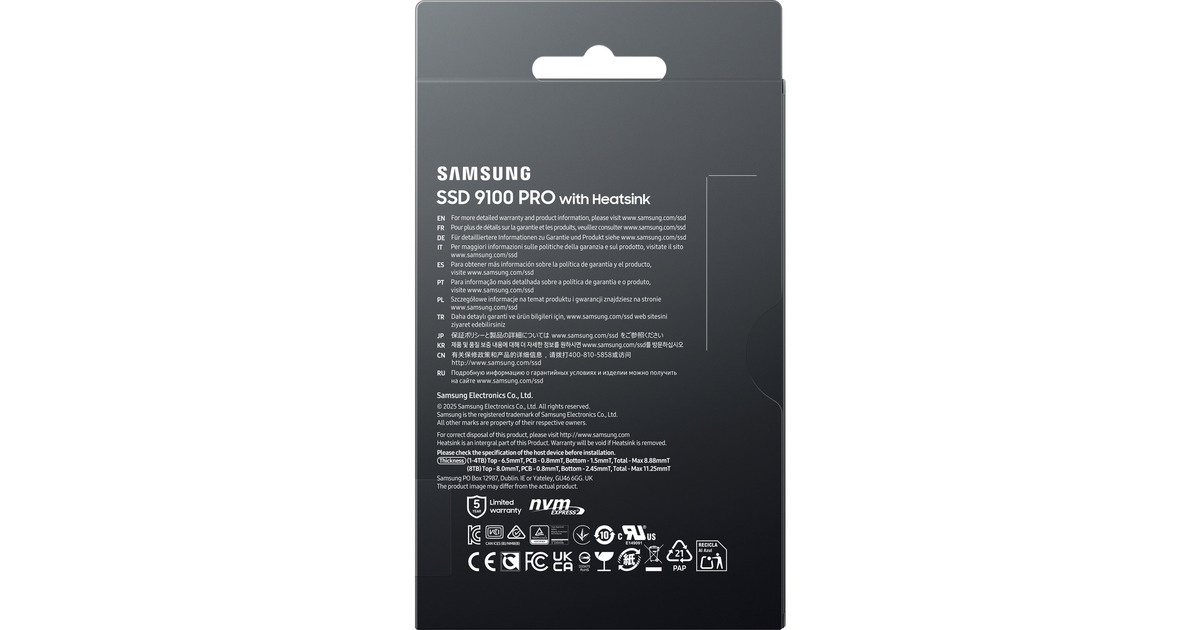 SAMSUNG9100 PRO Heatsink 8 TB SSD  (PCIe 5.0 x4, NVMe 2.0, M.2 2280)