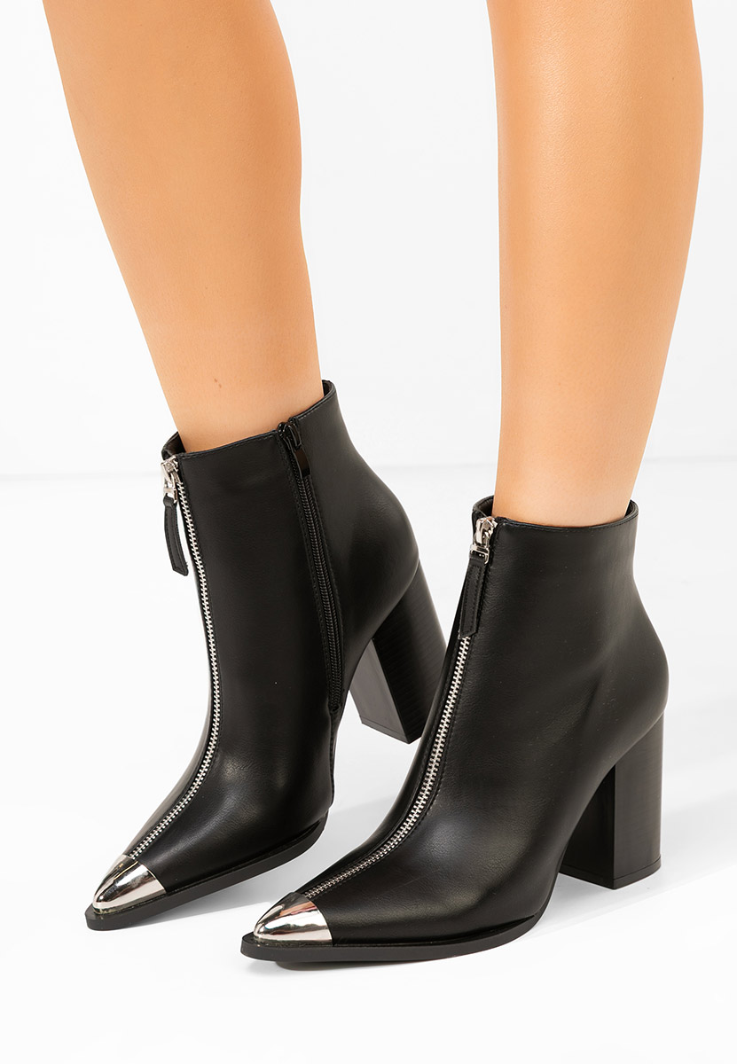 Bottines à gros talon noires Penia