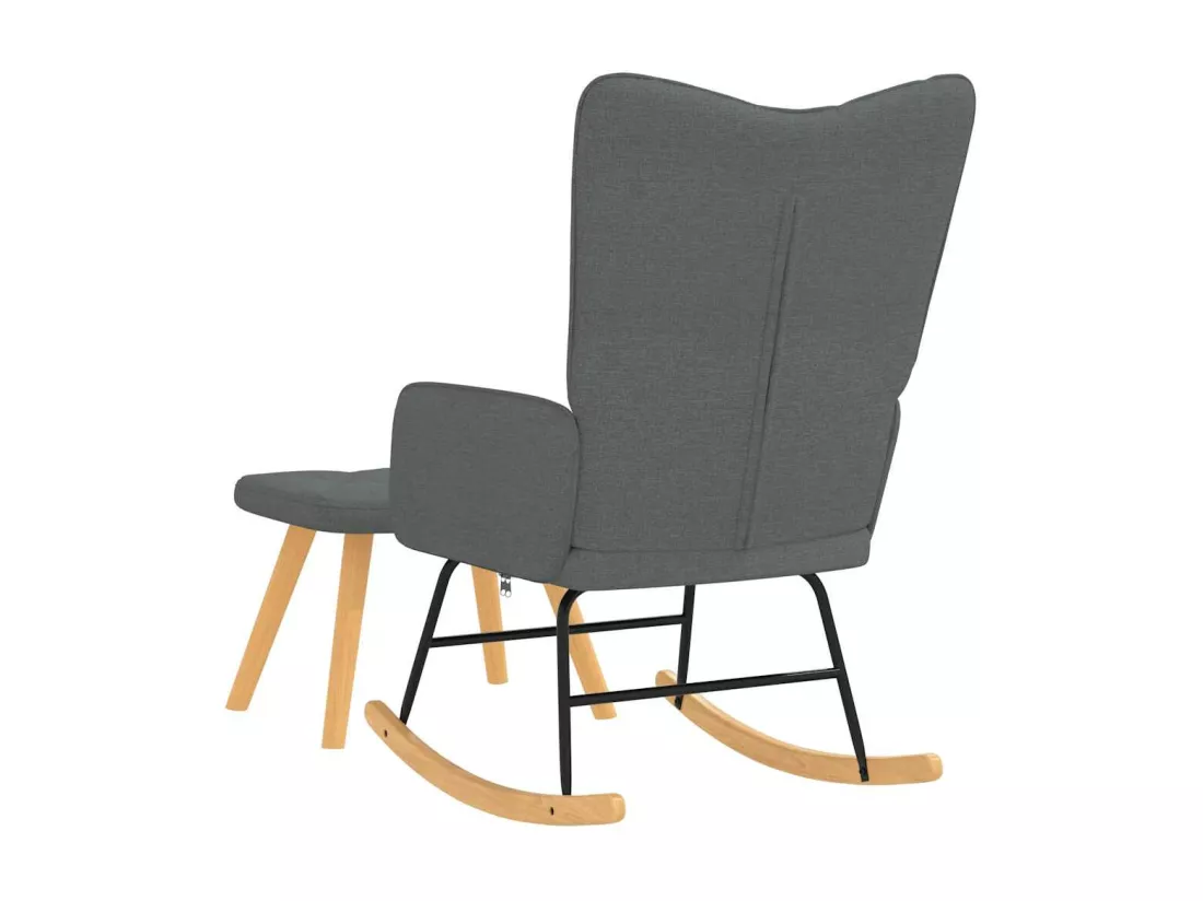 Chaise à bascule avec repose-pied Gris foncé Tissu