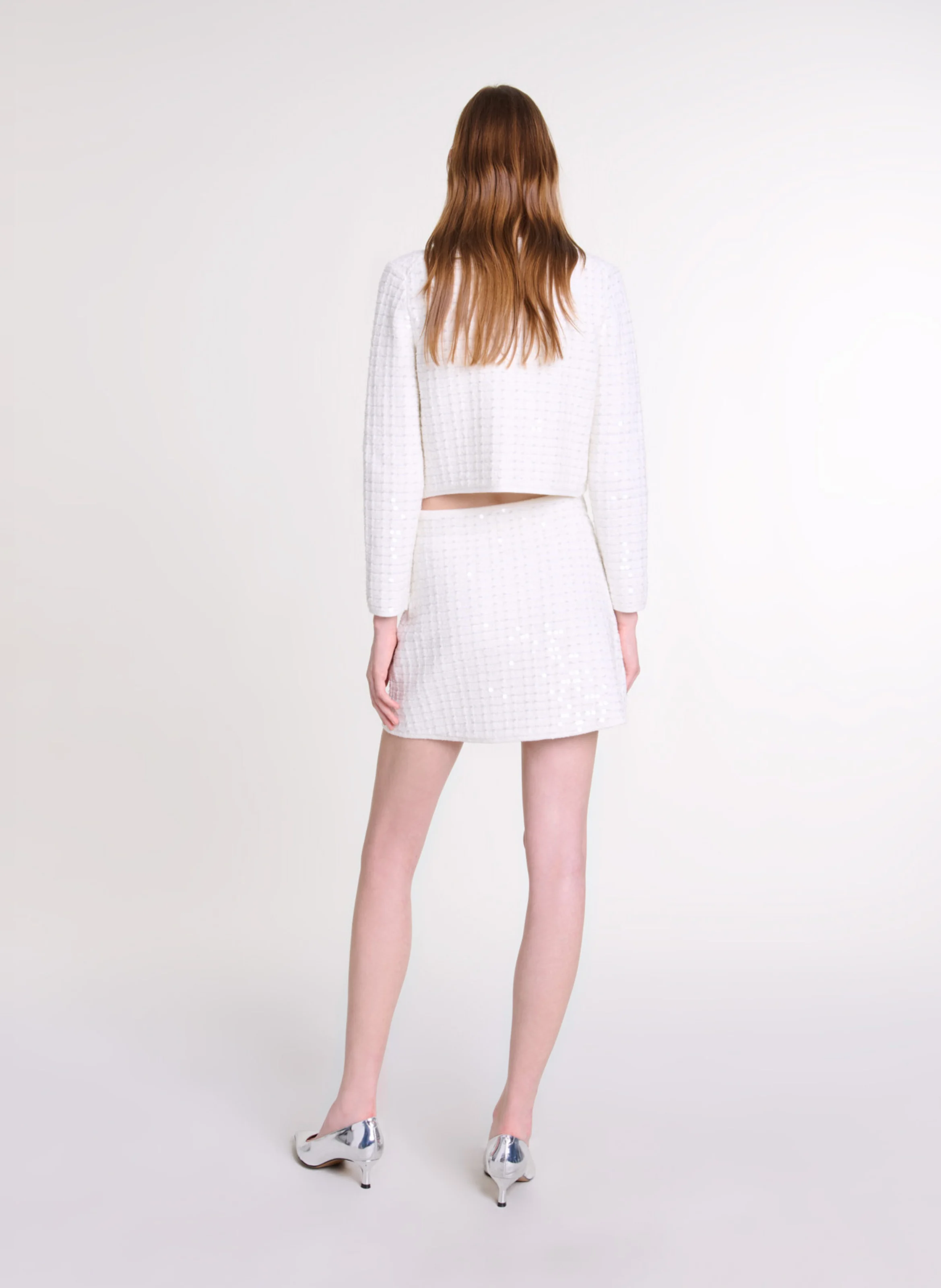 Jupe courte à sequins | Blanc