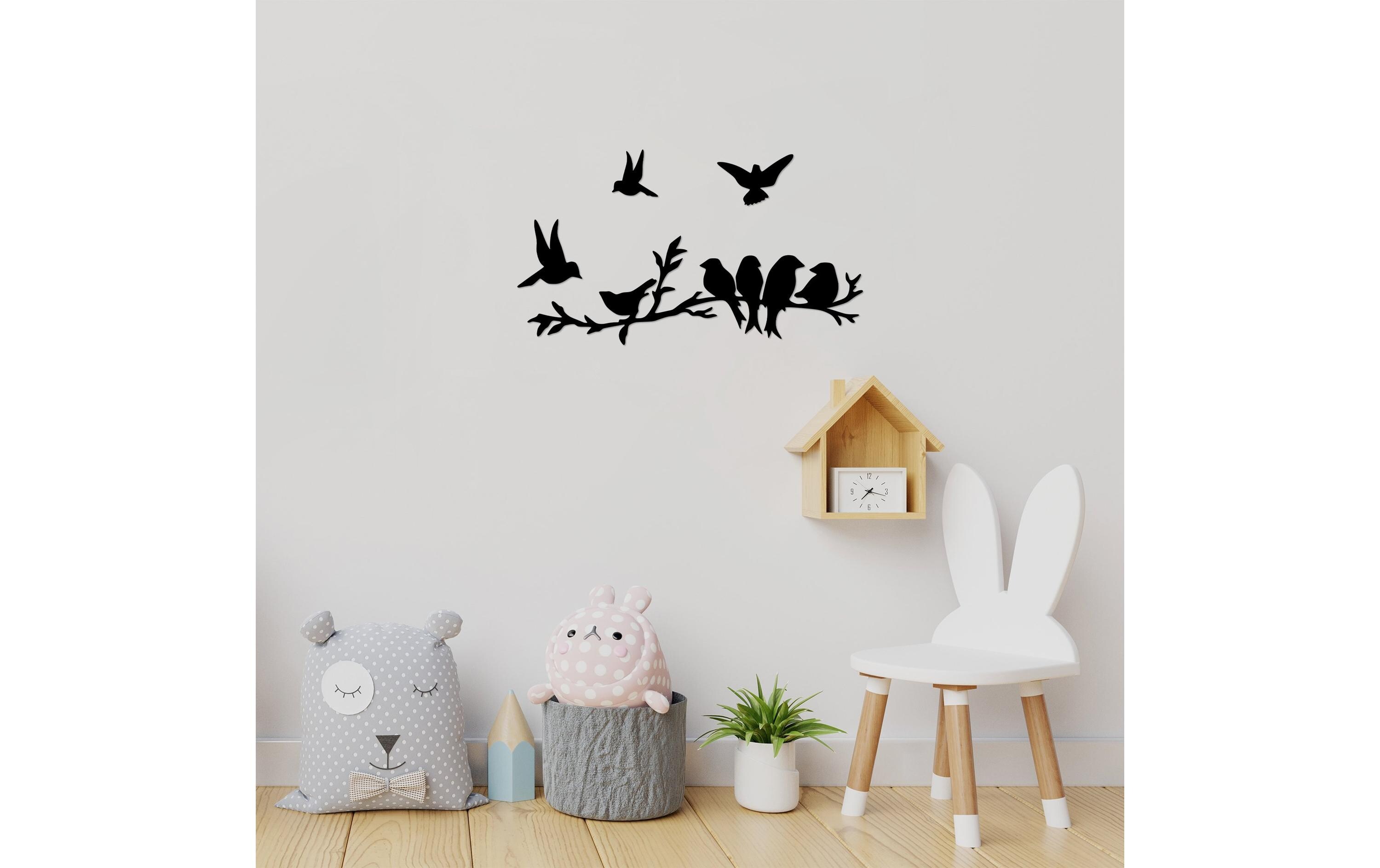 Wanddekoration Vögel 4-teilig, 68 x 22 cmMetall-Wand-Accessoire