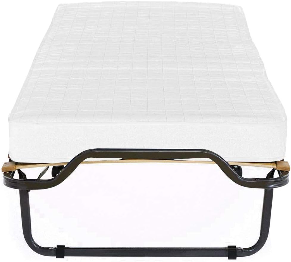 Cortassa Soluko - Klappbett mit 10 cm hoher Matratze aus Memory-Schaum, Einzel-Lattenrost mit Holzlatten 80 x 200 cm, platzsparendes Bett mit Rollen