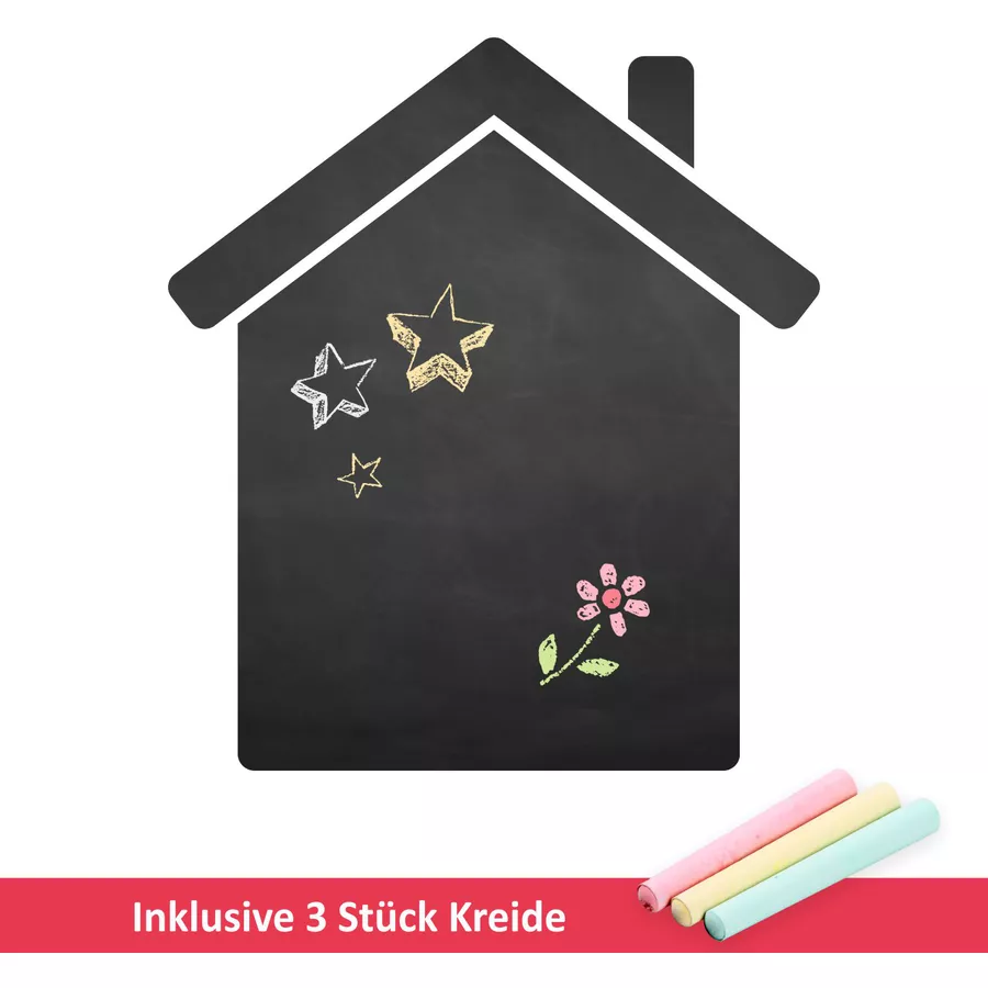 Nikima Wandtattoo 001 Haus - selbstklebende Tafelfolie Kreidefolie inkl. 3 Stück Kreide schwarz