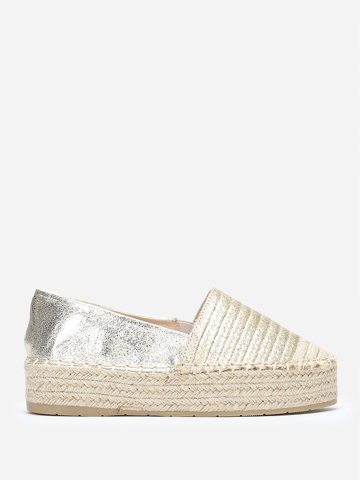 Espadrilles plateformes dorées en cordage Doré- Doré