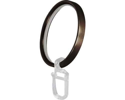 Platte gordijnring met haak voor Gent, bronskleurig, Ø 25 mm, 8 stuks.