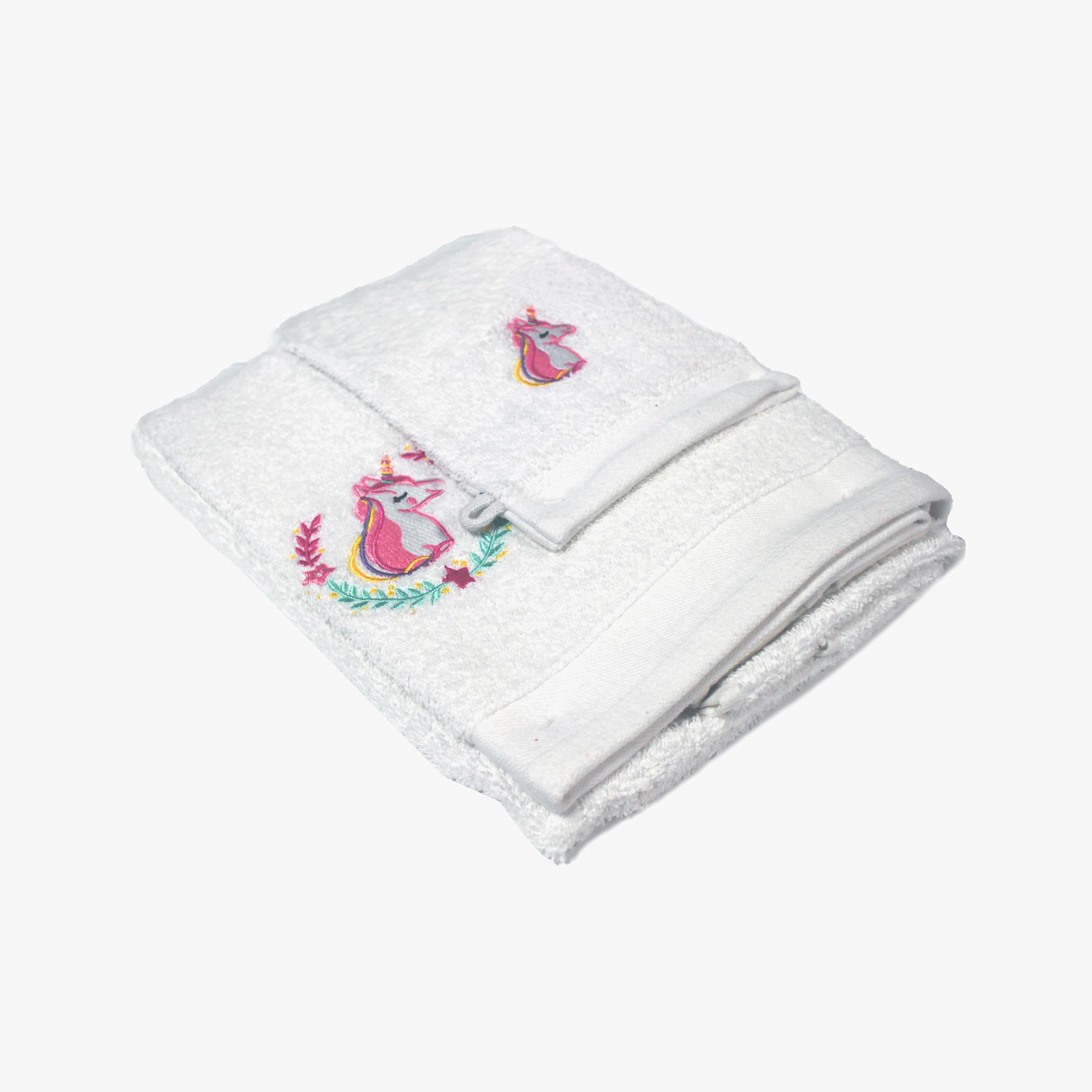 SET GANT ET DRAP DOUCHE 70X130CM EPONGE BRODEE ZOELIE