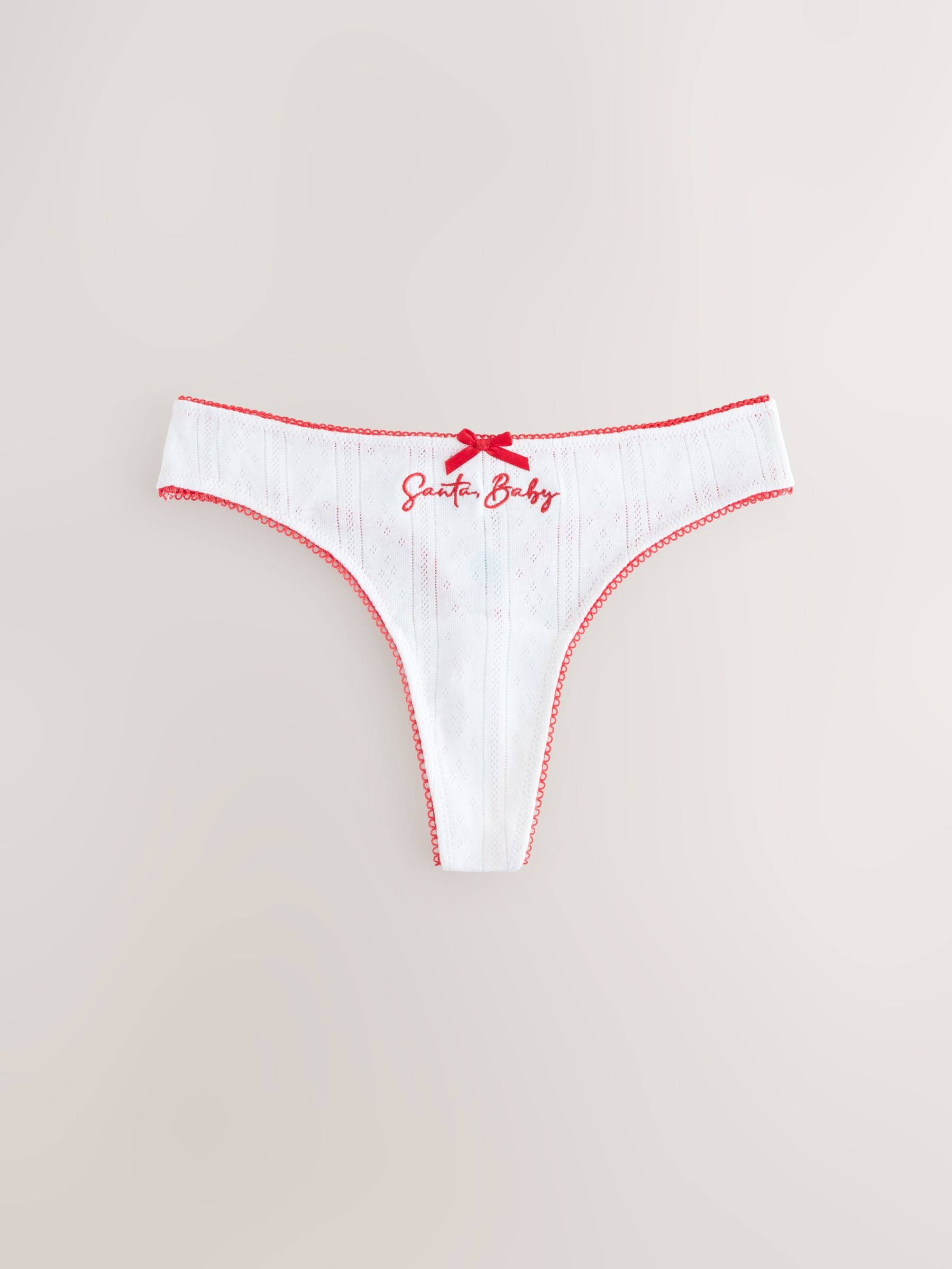 Wit - Geborduurde Baby onderbroek Kerstman Pointelle