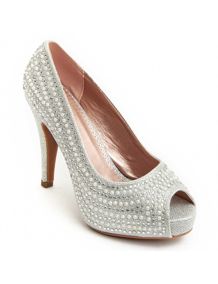 Silver High Heel Ladies Shoes
