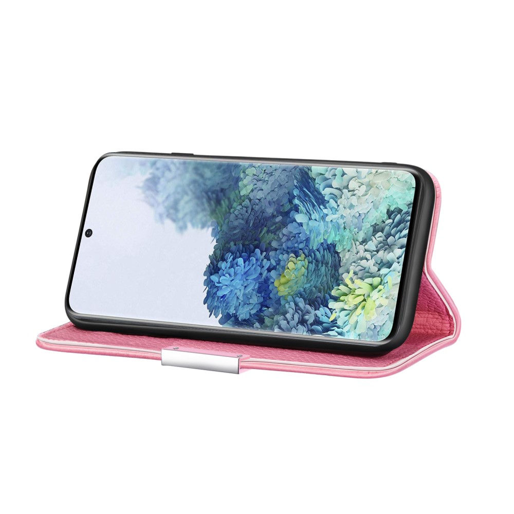 Samsung Galaxy S21 FE 5G Leder Tasche Flip Cover Litchi Look - Rosa