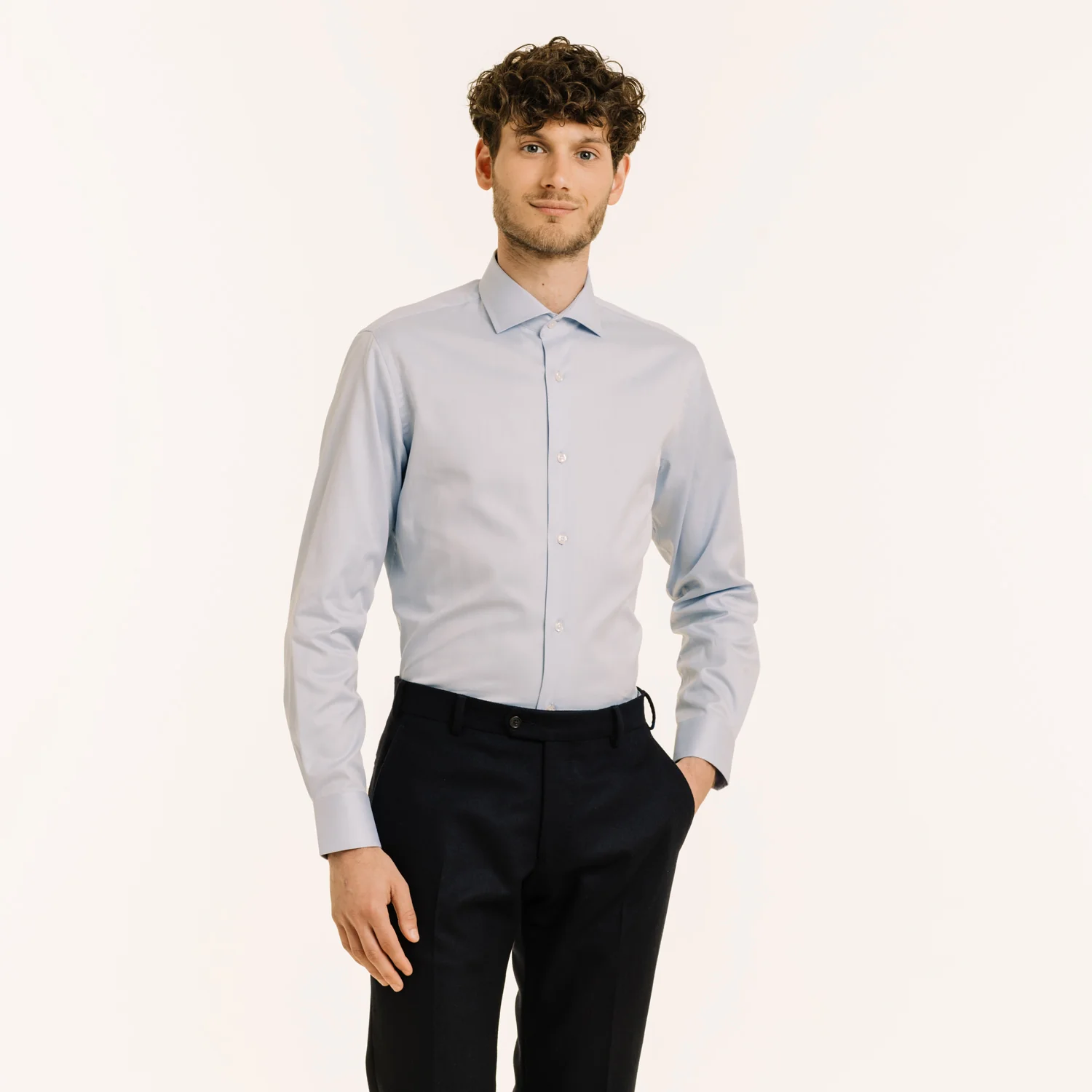 Blue double-twisted chevron shirt