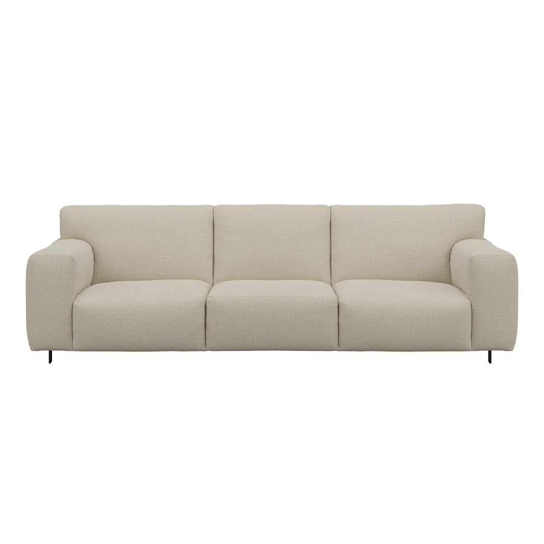 Vesta 4-seter I Tekstil Cortina Sand, standardsøm, sort metallben 10 cm, Comfort CM