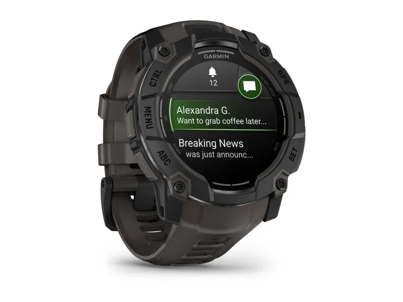 Garmin Instinct 3 AMOLED - 50 mm - sort fiberforstærket polymer - Ja smart ur med bånd - silikone - trækul - display 1.3
