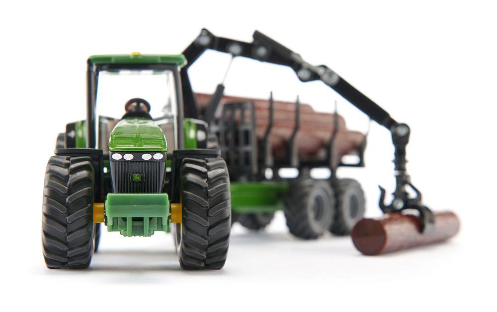 Traktor John Deere 8430 mit Forstanhänger 1:50Siku Farmer Traktor Modell mit Kran-Anhänger für Baumstämme