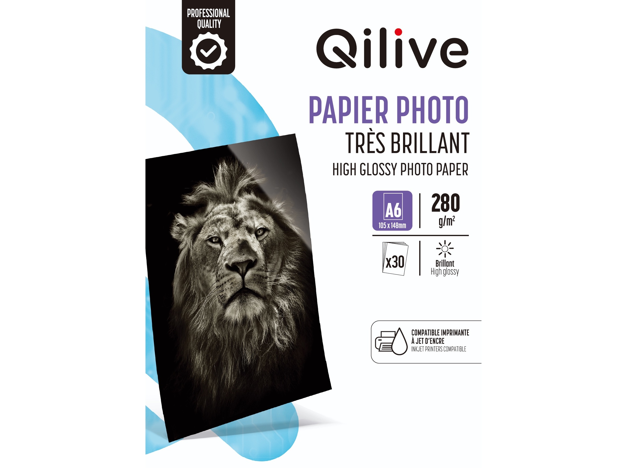 PAPEL FOTO QILIVE 34985 HI-GLOSS A6 10X15MM - 30F