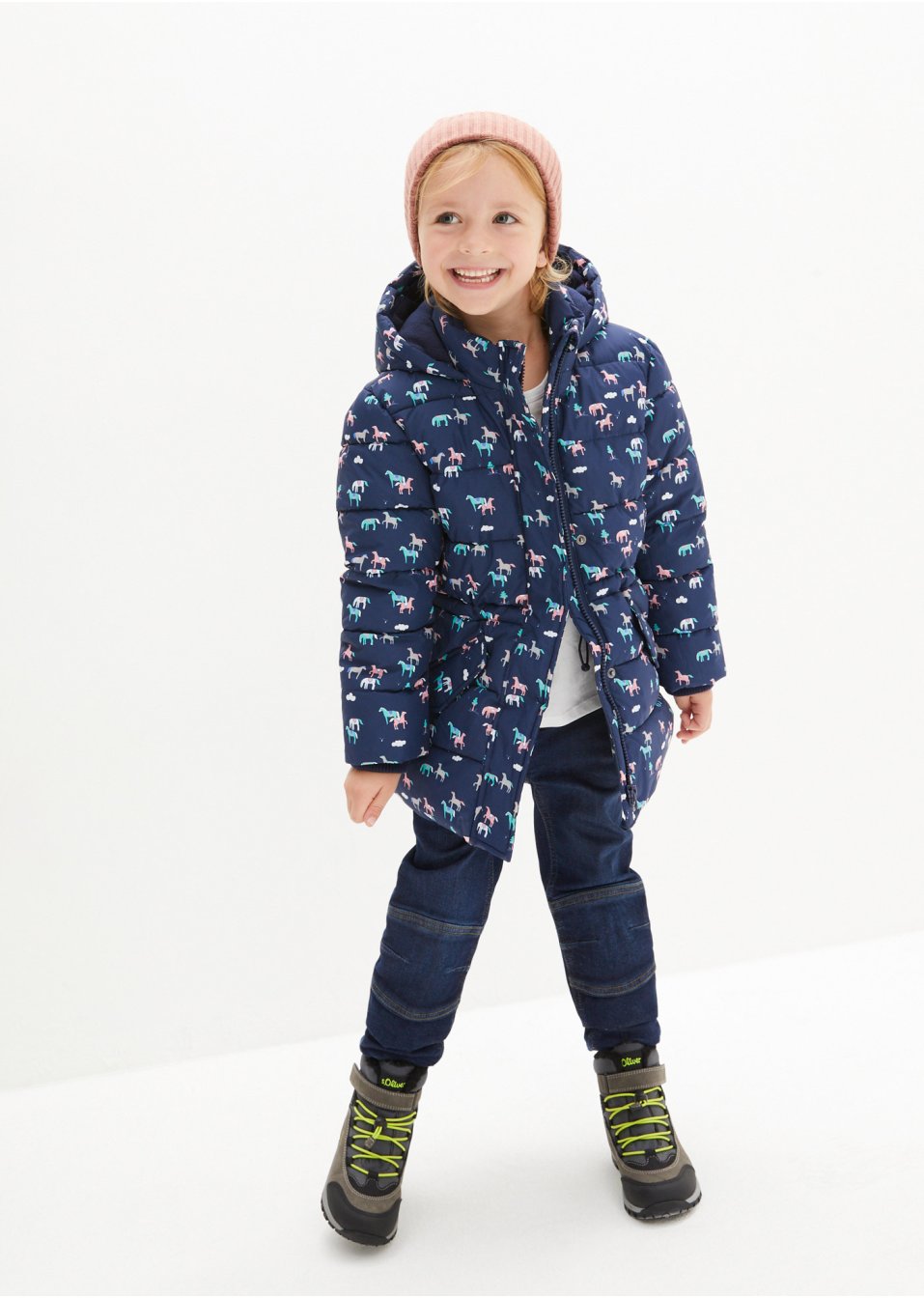 Veste hiver fille avec chevaux, étanche et coupe-vent
