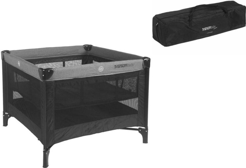 Titaniumbaby - Opvouwbare Box - Zwart Melange - Inclusief Verhoger