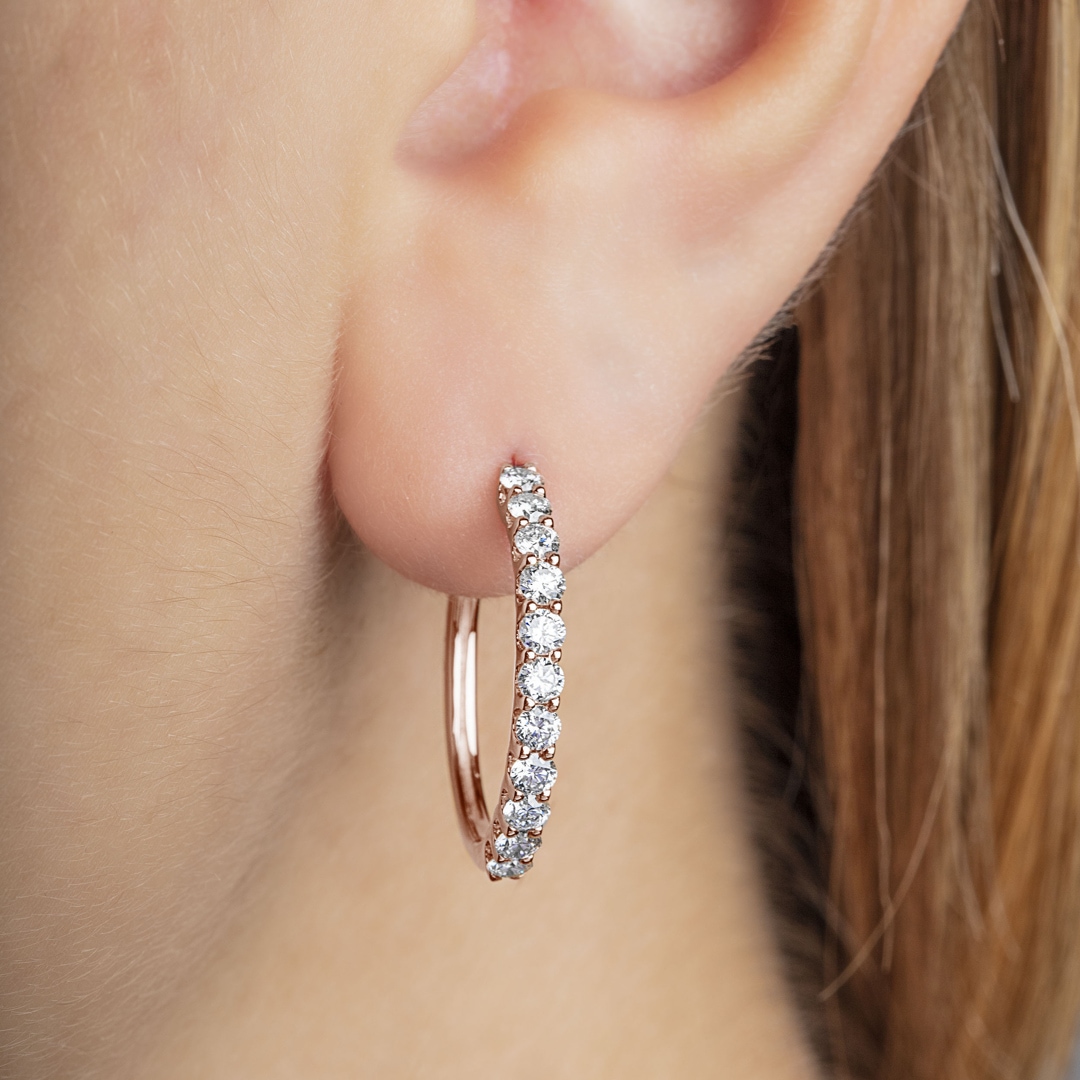 1.0 Karat Diamant-Kreolen 750/18 K Roségold Ø 20mm