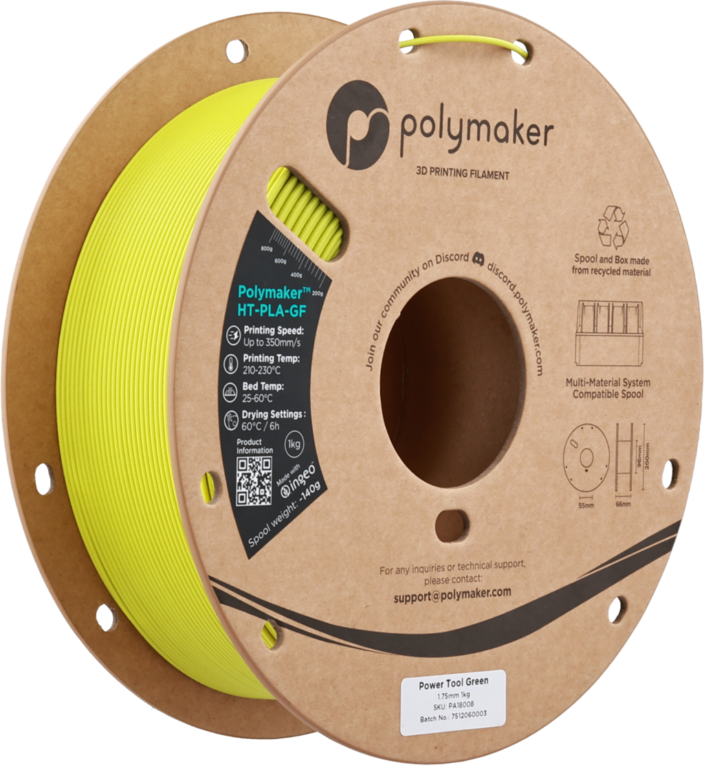 Polymaker  HT-PLA-GF Power Tool Green, 1,75 mm / 1000 g    Hitzestabiles & temperaturbeständiges Hochleistungs-PLA für anspruchsvolle Anwendungen in Power Tool Green