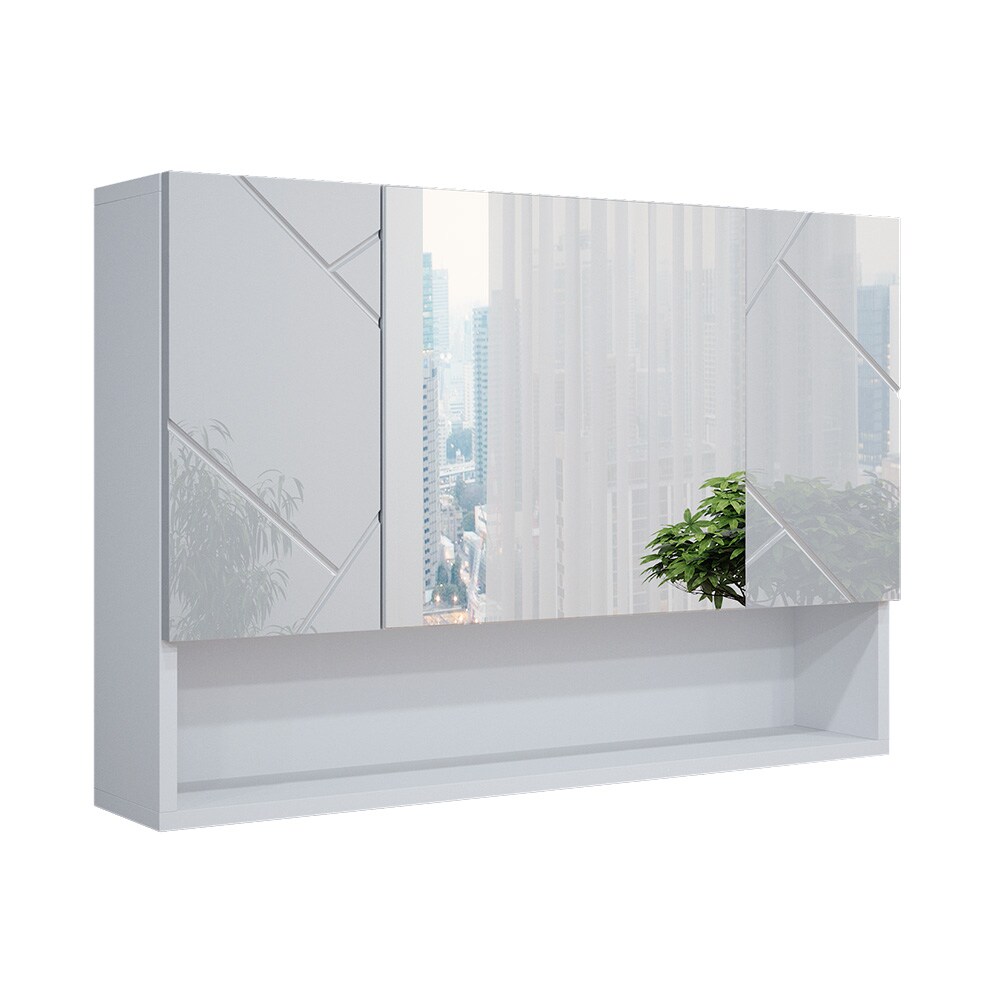 Vicco Spiegelschrank Badspiegel Wandspiegel Irma Weiß Hochglanz 80 cm modern Badezimmer Spiegel Badezimmerschrank Badezimmermöbel Spiegeltür Schranktür Hängeschrank Einlegeboden Regal Ablage