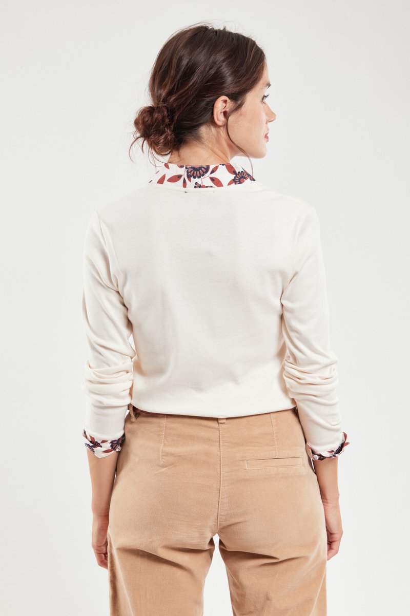 T-shirt col trompe l'œil - coton