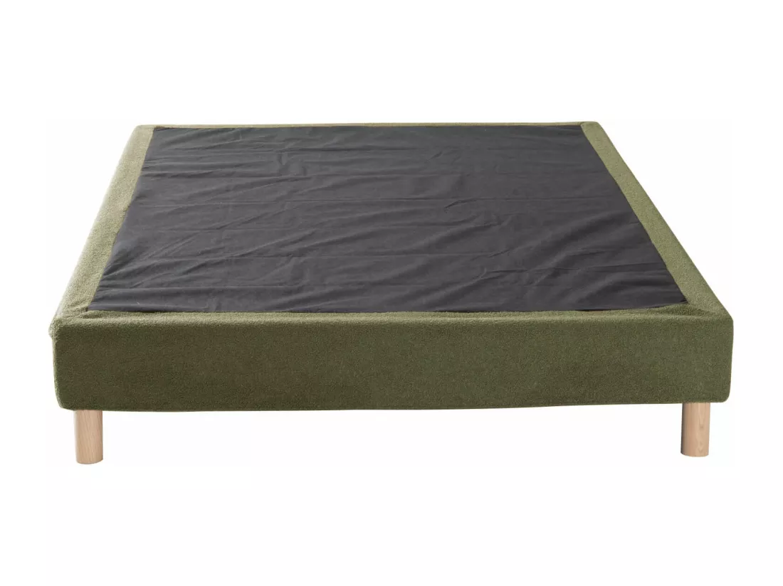 Cache-sommier bouclette intégral kaki 160x200 - Boucletta