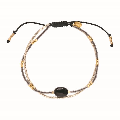 A Beautiful Story Feeling Armbånd, Black Onyx, 16-22 cm
