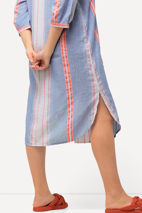 Kaftan, Streifen, Oversized, V-Ausschnitt, 3/4-Arm