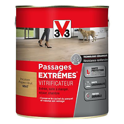 Vitrificateur parquet et plancher V33 Passage extrêmes bois brut mat 2,5L