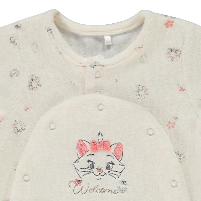 Dors-bien en velours imprimé Marie Disney pour bébé fille - Ecru