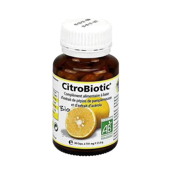 Extrato de Semente de Toranja Orgânica Citrobiotic - 30 cápsulas