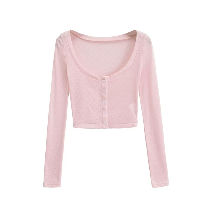 Bazer - Camisole top met kanten rand / Cropped cardigan met ronde hals