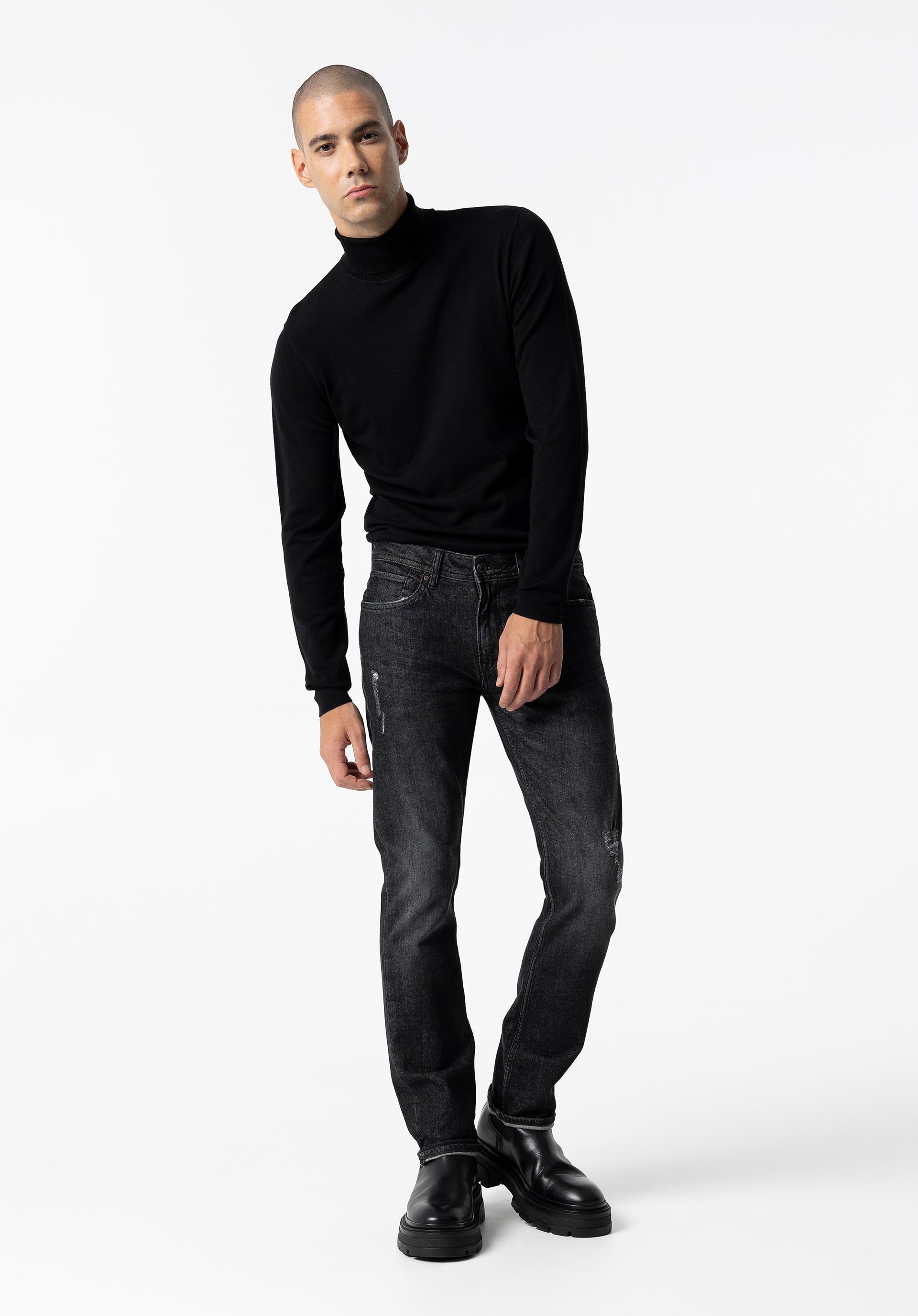 Camisola de Malha Básica de Gola Alta