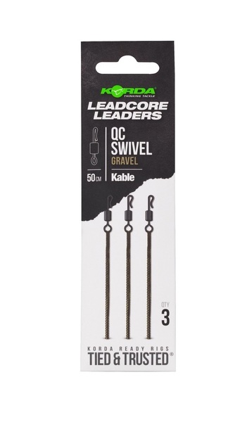 Bas de Ligne Korda Kable Leadcore Leader QC Swivel (50cm) (3 Pièces)