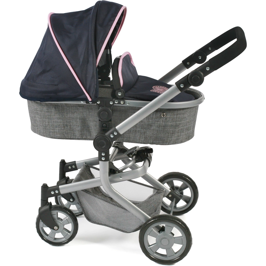 BAYER CHIC 2000 Kombi-Puppenwagen MIKA Melange grau-navy