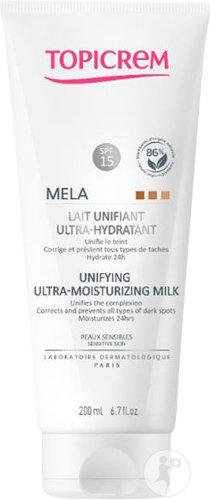 Topicrem Mela Lait Unifiant Ultra-Hydratant IP15 Peaux Sensibles Tube 200ml