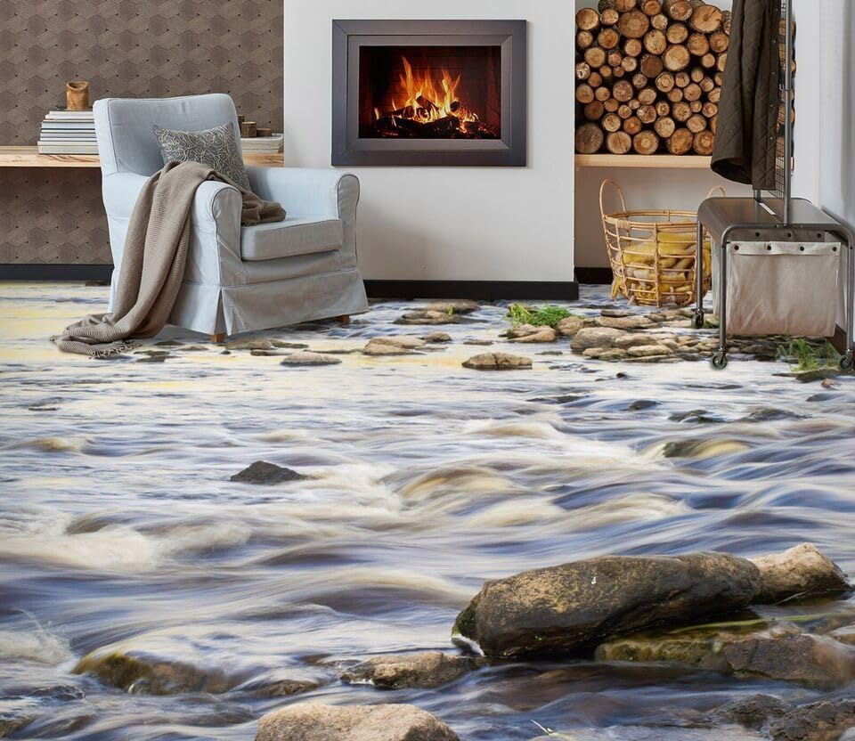 Benutzerdefinierte Boden Wasserdichte Stereo-Aufkleber 3D Flussstein,430 * 300cm 3D-Bodenfliesen Aufkleber Bodenbelag Tapete Wandbild PVC Wasserdicht selbstklebende Tapete Wohnkultur