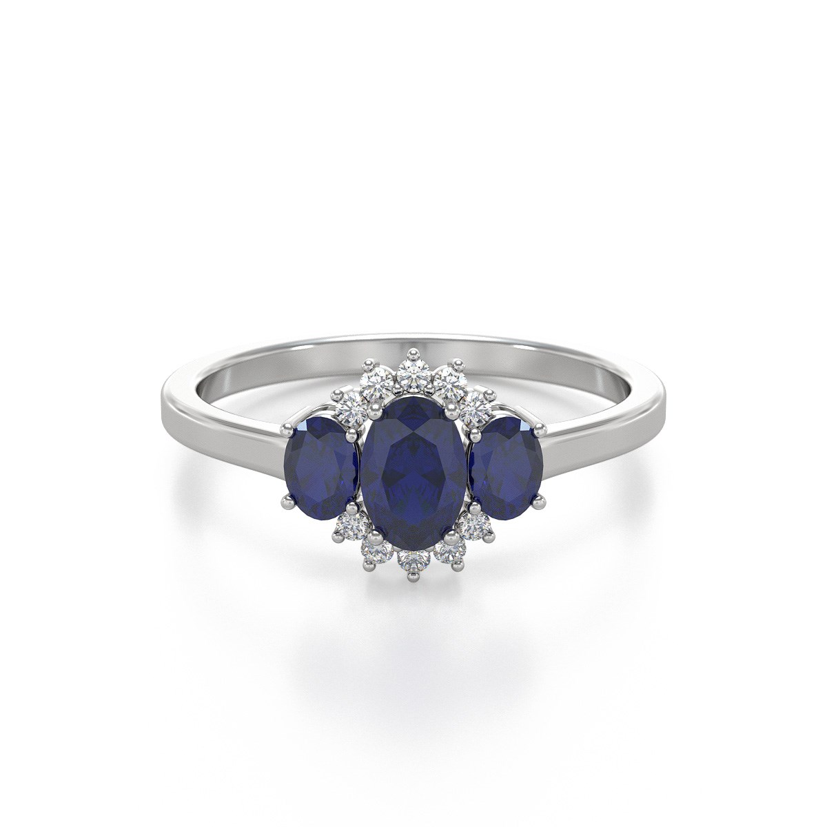 Bague ADEN Or 585 Blanc Saphir et diamants 1.358grs
