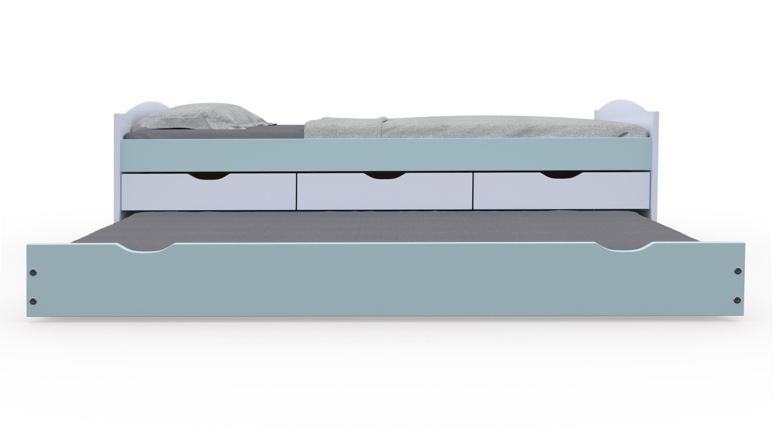 Funktionsbett PRATI - Salbei Pastello - Massivholz - 2x 90x200 cm