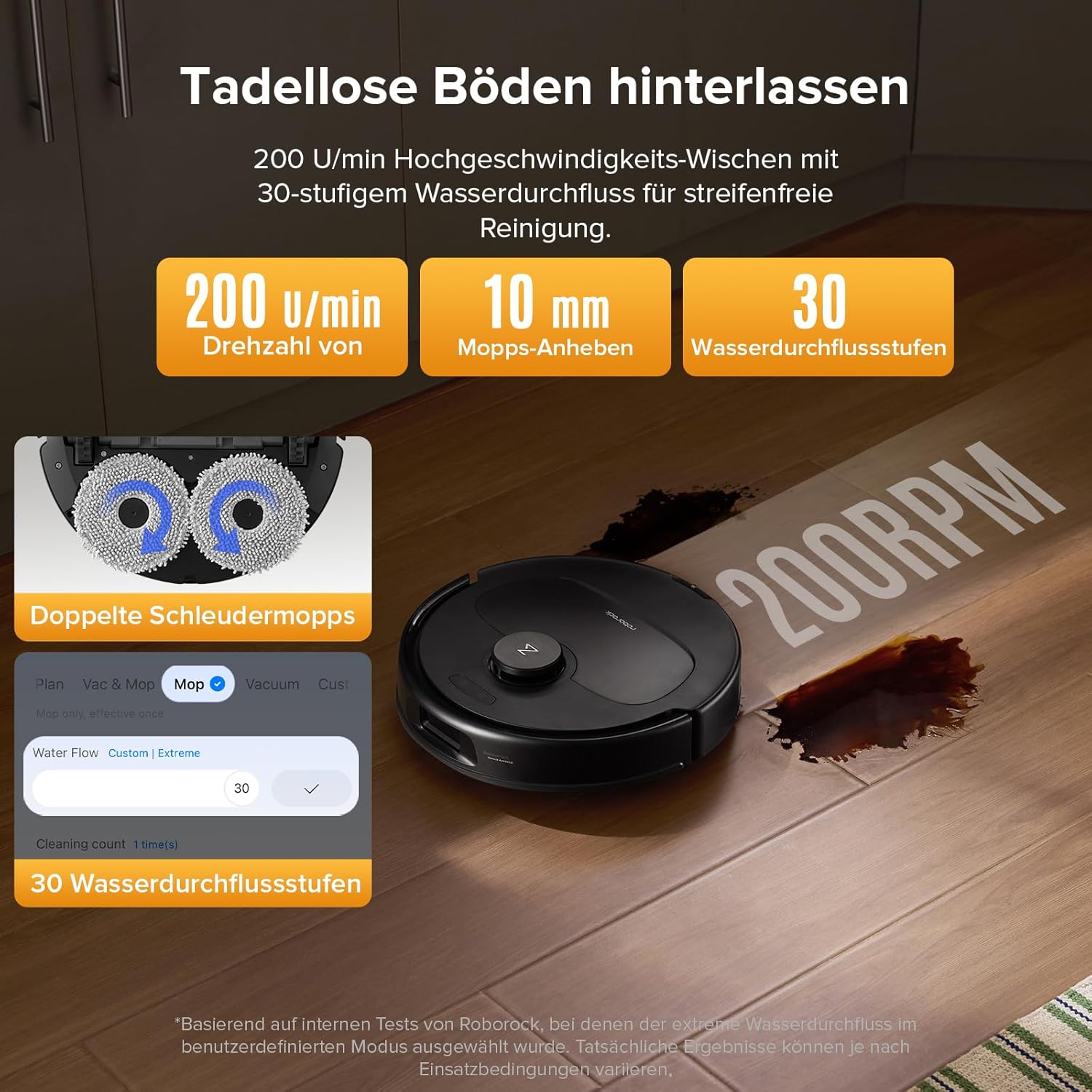 roborock QV 35S Saugroboter mit Wischfunktion, 10.000 Pa HyperForce Saugkraft, Anti-Tangle-Bürsten, Anhebbare Schleudermopps, Intelligente Hindernisvermeidung, Multifunktions-Dockingstation (Schwarz)