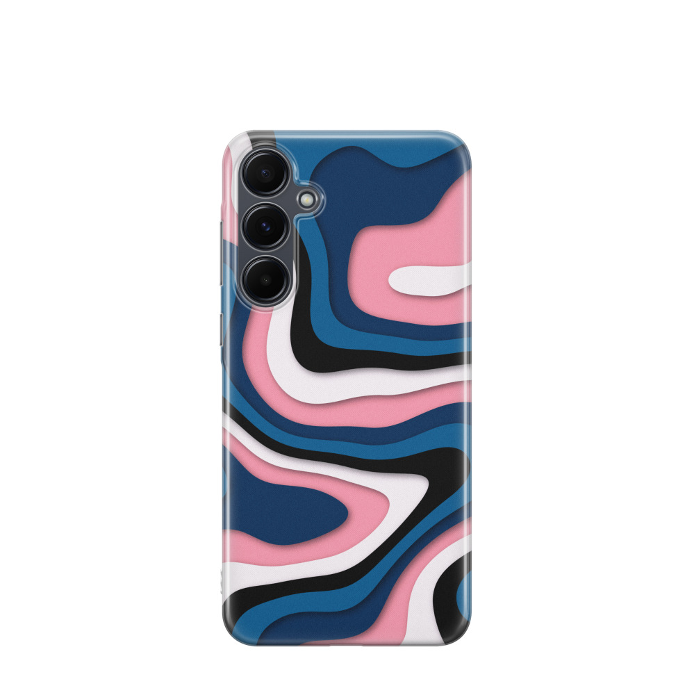 Samsung Galaxy A55 Gummi Hülle Abstrakte Wellen 1 - Blau
