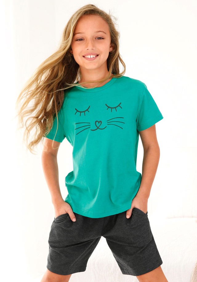 Vivance Pyjama, 2 Stk. Schlafanzug mit Cat Print