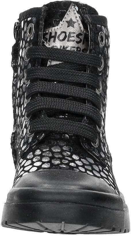 Shoesme Veterschoen hoog zilver