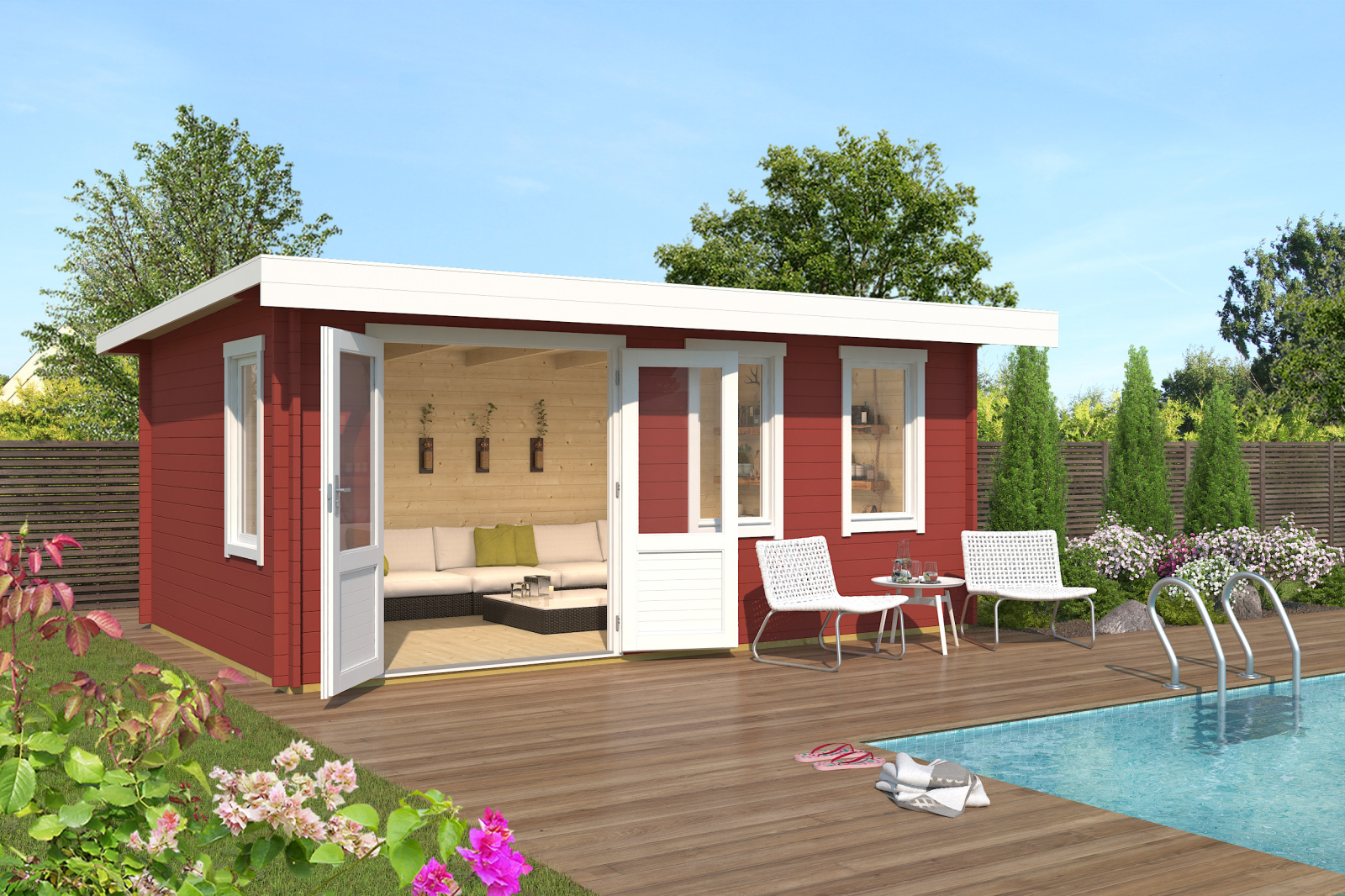 Gartenhaus BARUDA 53 - schwedenrot - Fichte massiv - 510x330 cm