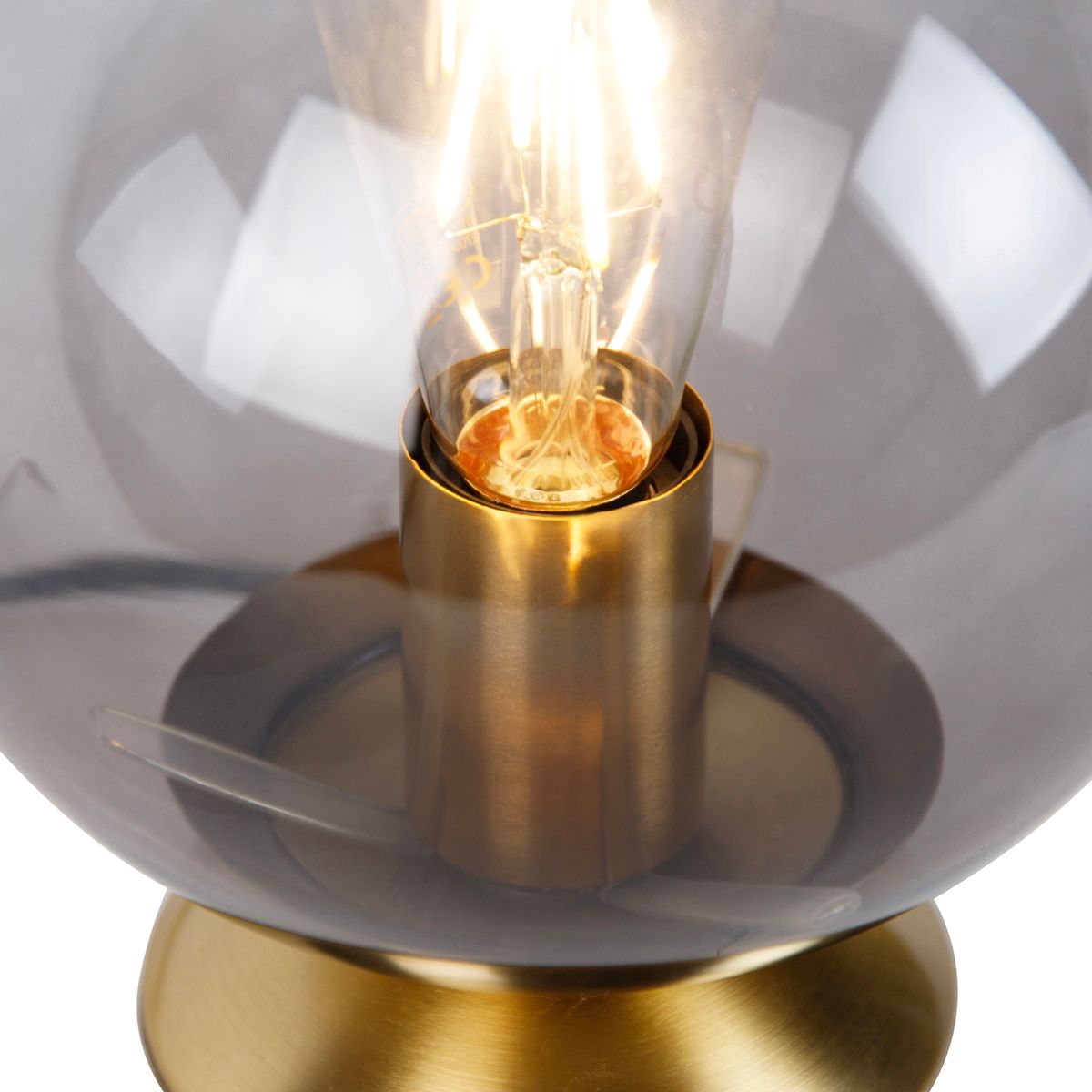 Art deco tafellamp messing met smoke glas - Pallon