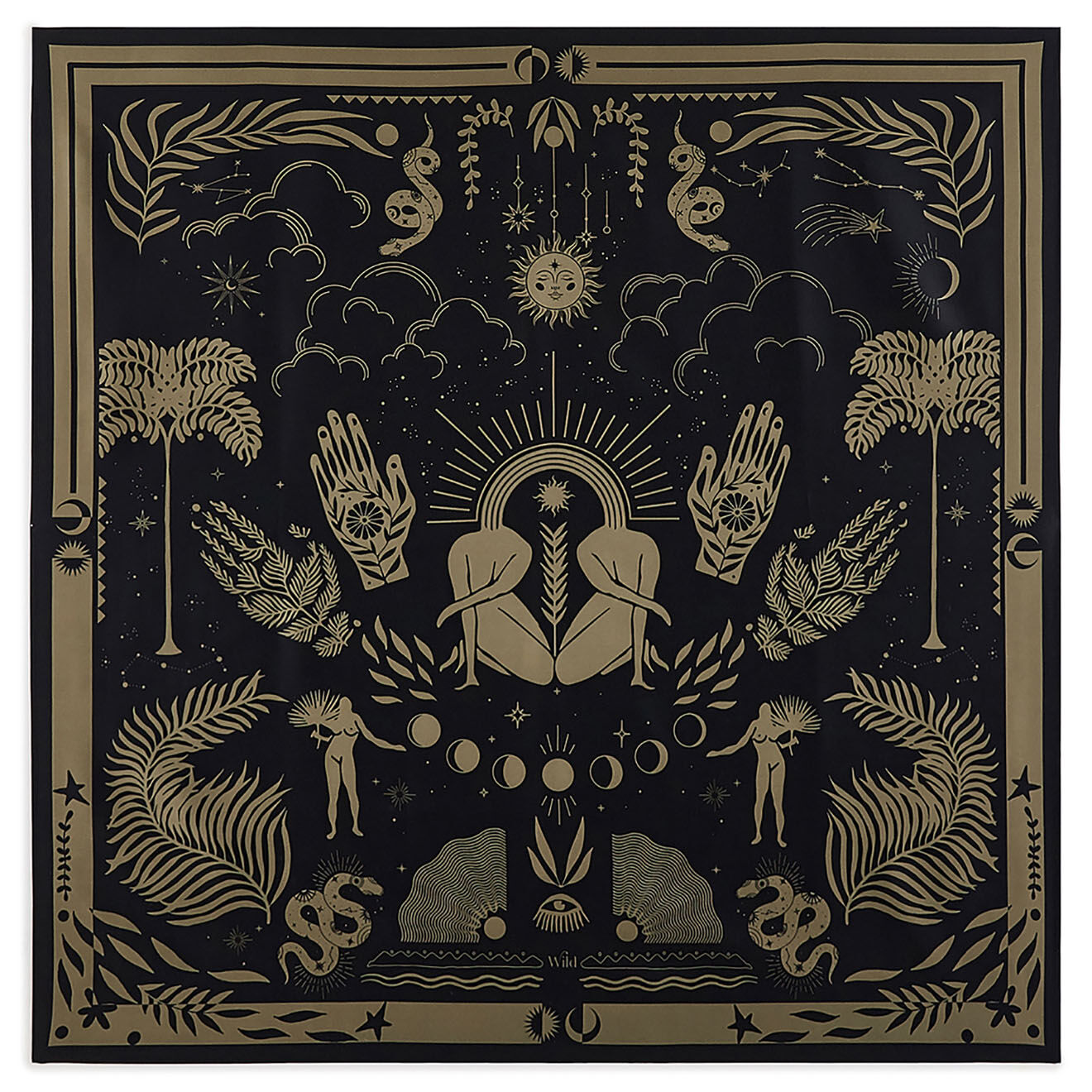 Wild Foulard Univers Medium noir - 90x90 cm