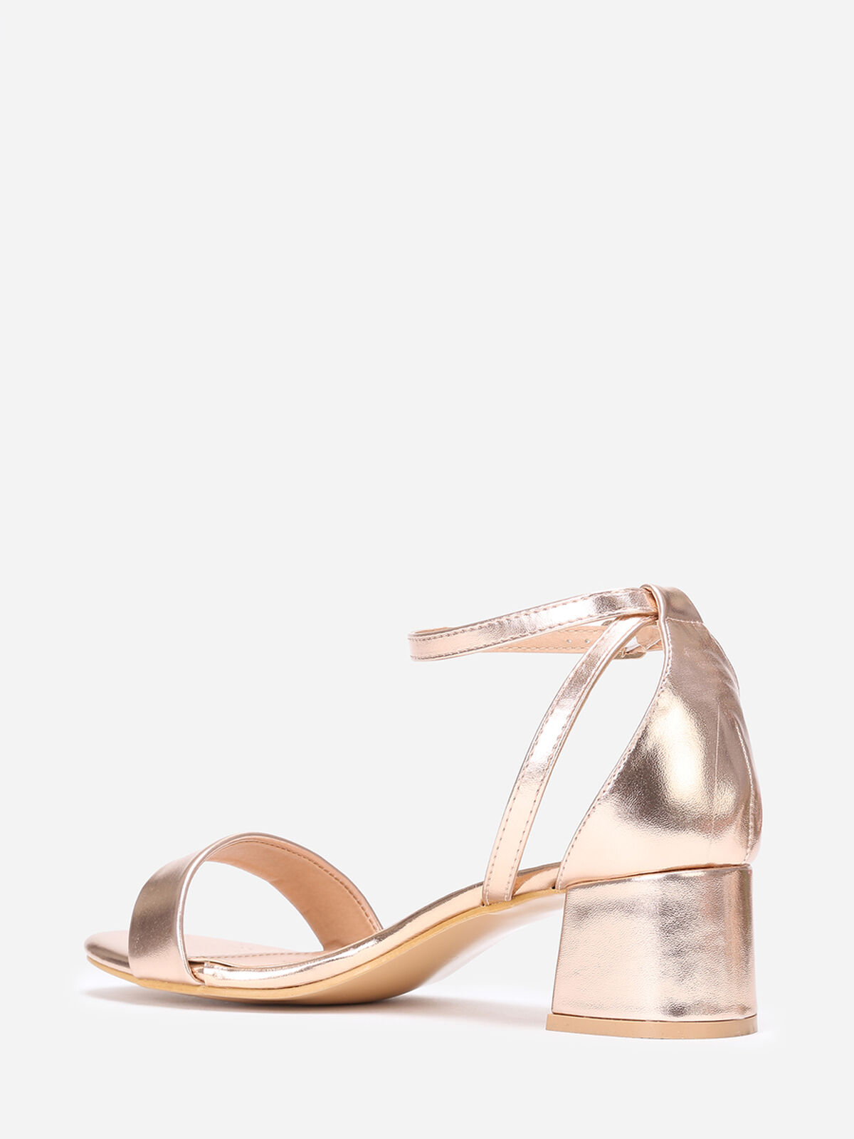 Sandales à talon carré arrondi grandes tailles- Doré rose