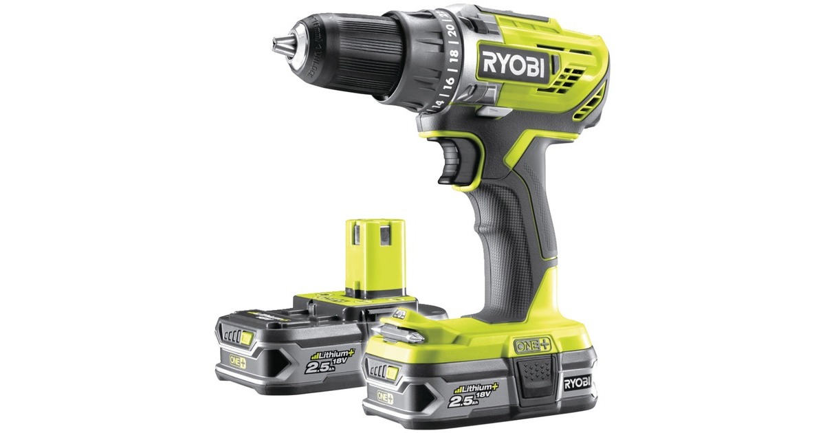 RyobiONE+ Accu-Boormachine R18DD3-225S schroeftol  (Groen/zwart, 18Volt, 2x Li-Ion batterij 2,5Ah)