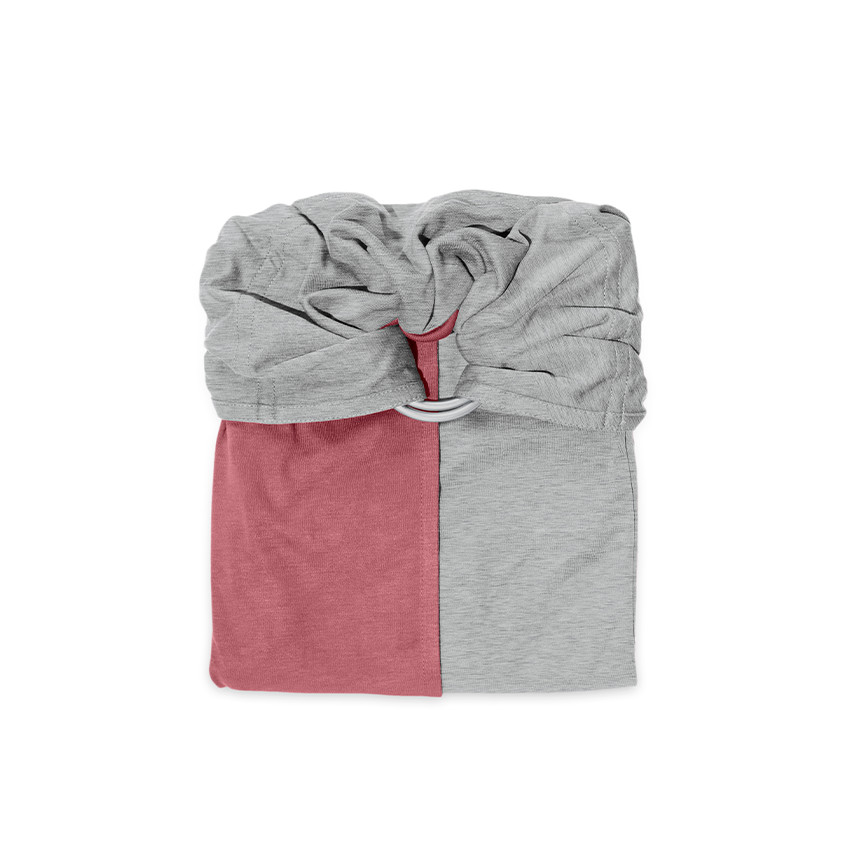 Petite écharpe de portage sans nœud réversible - Gris chiné/Rosé