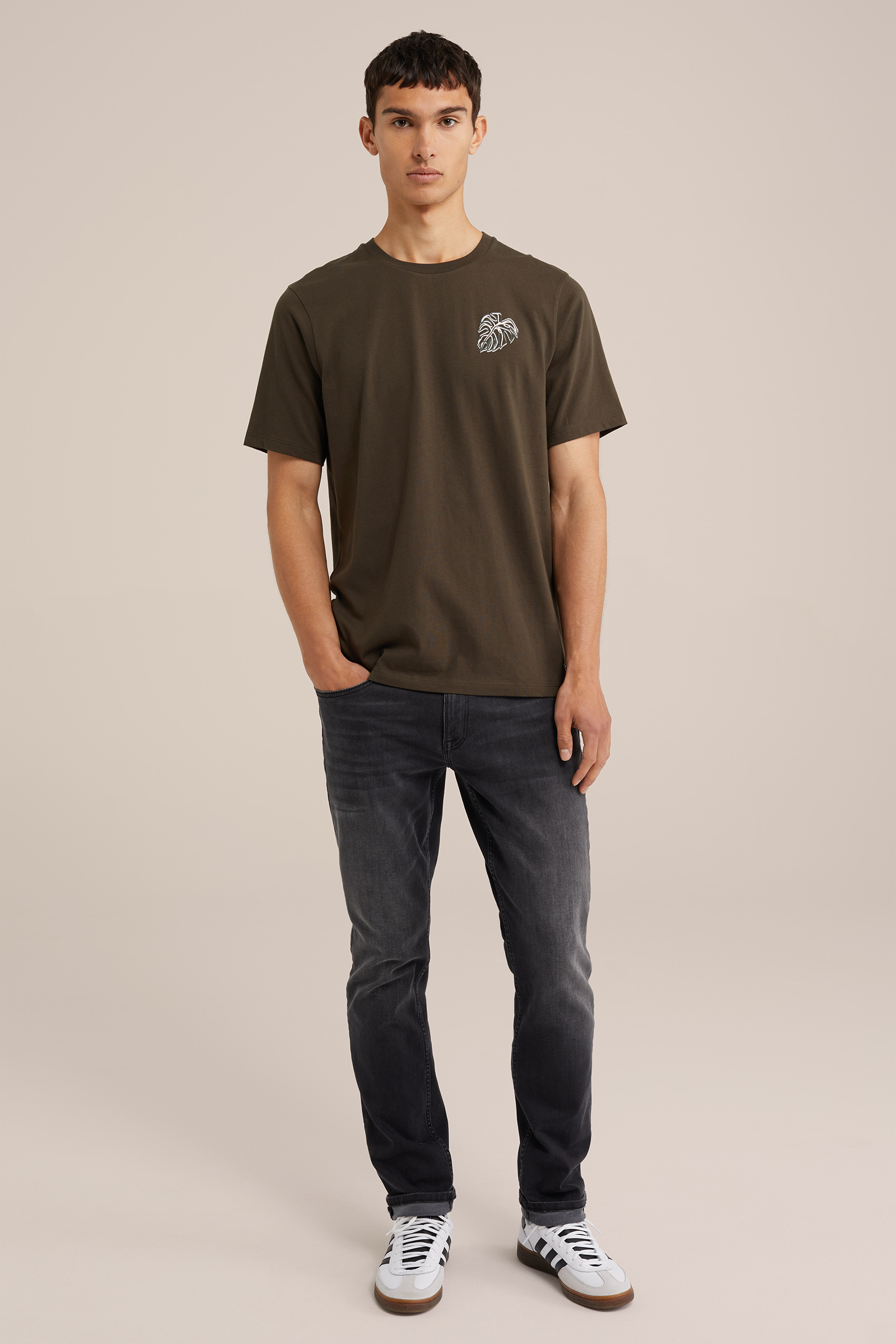T-shirt met opdruk WE Fashion Legergroen